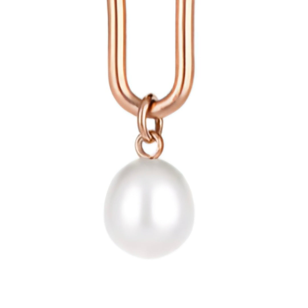 Cercei Freelook Rose Gold, Model Lungi cu Perle Elegante și Oțel Inoxidabil