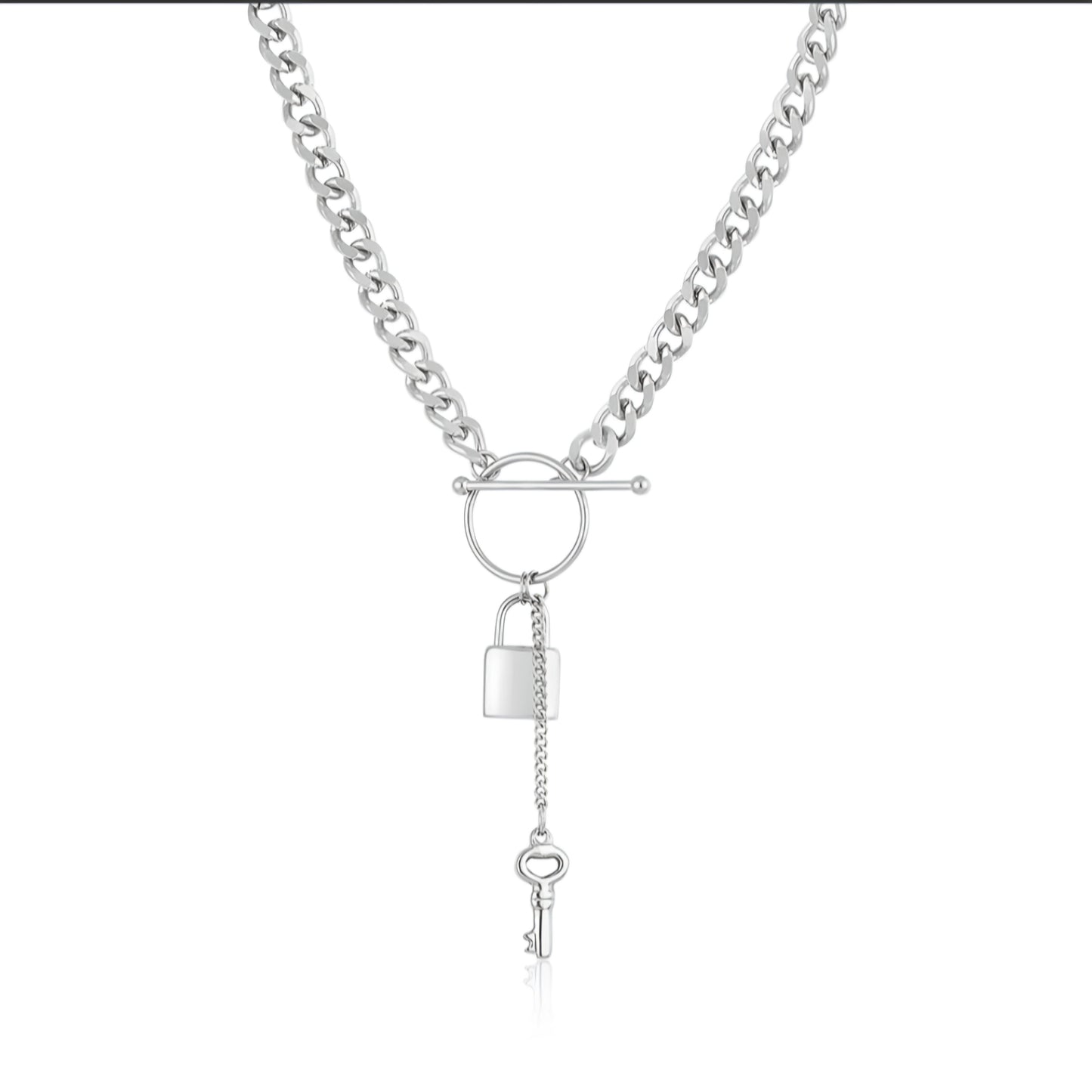 Colier Daniel Klein Statement Auriu, cu Pandantive Simbolice Lacăt și Cheie