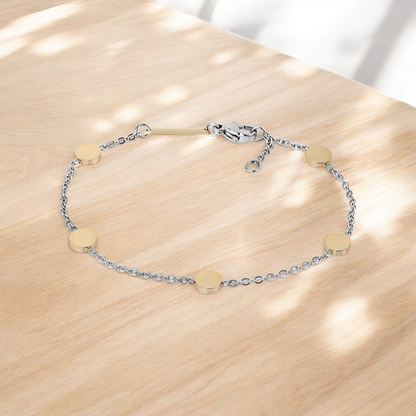 Brățară Daniel Klein de Damă Bicoloră, Lanț Fin cu Accente Circulare Aurii