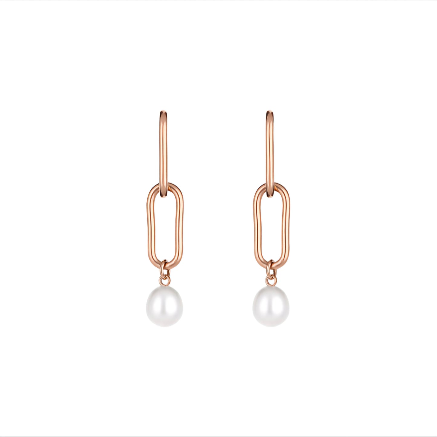 Cercei Freelook Rose Gold, Model Lungi cu Perle Elegante și Oțel Inoxidabil