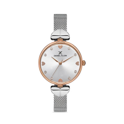 Ceas Daniel Klein Trendy Gold, Cadran cu Inimioare, Brățară Reglabilă